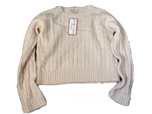 Emily & Evie Girls 6 Light Pink Cabled Cashmere Sweater NWT New