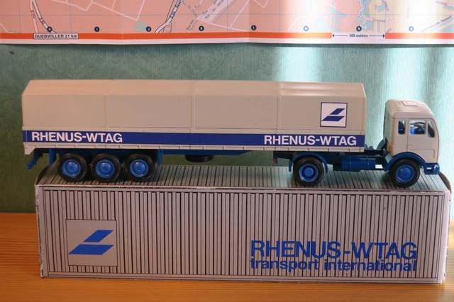 Camion Gescha Mercedes Semi-remorque Blanc – 1/50, Métal, Bel état (occasion)