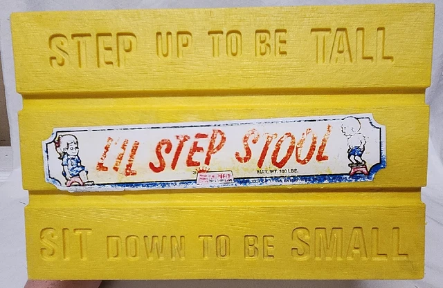 Empire Step Stool Yellow Step Up To Be Tall Sit Down To Be Small 1979 RARE