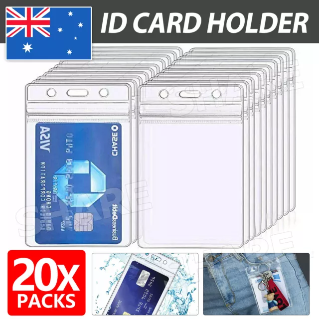 20pcs Plastic Clear ID Card Holder Badge Lanyard Work Business Pouch Security