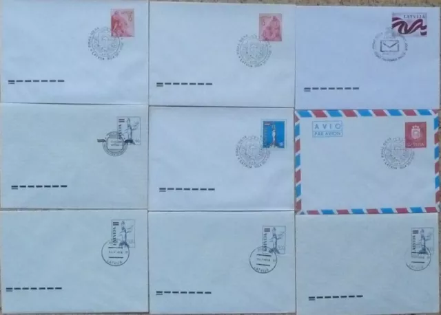 Lettland Lot von 9 Ganzsachen in gestempelter Erhaltung mit Sonderstempel!