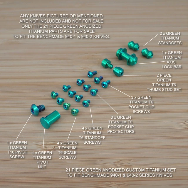 Set Viti E Perno In Titanio Blu Anodizzato Per Benchmade 940 Osborne - Foto 8