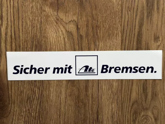 Sicher mit Ate Bremsen. / Vintage-Aufkleber / Werbe-Sticker / ca.  28,8 x 5,4 cm