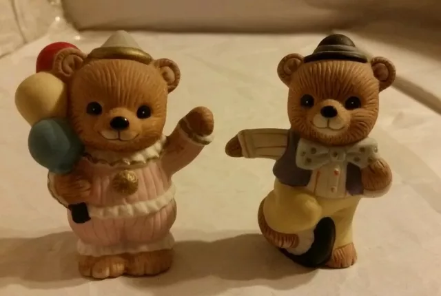 Circus Bear Figurines, Ceramic Homco #1449 Set Of Two