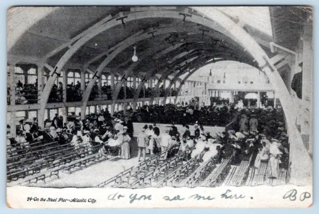 1906 Atlantic City Nj On The Steel Pier Crowd Scene Archway Antique Postcard