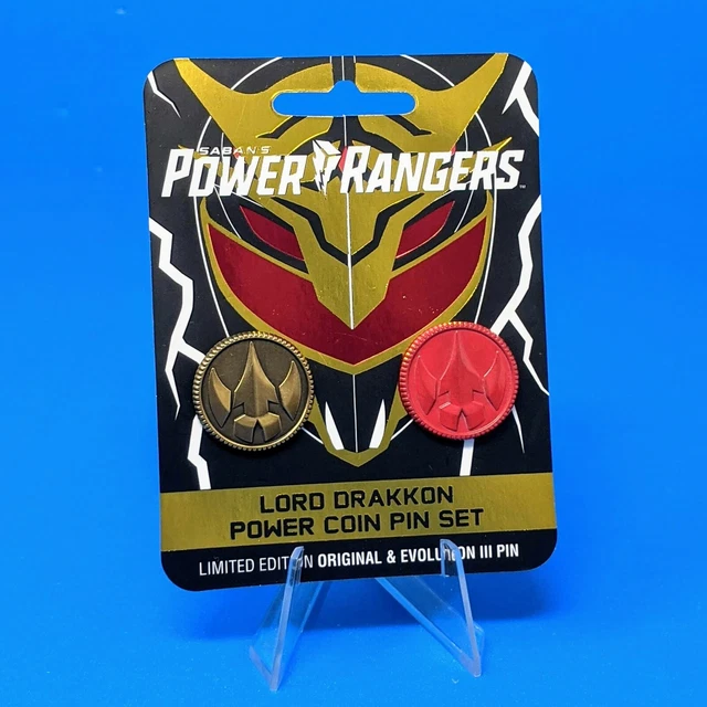 Mighty Morphin Power Rangers Lord Drakkon Power Coin Pin Set Green White Ranger