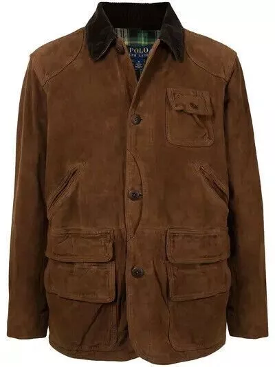 Polo Ralph Lauren Men's Suede Leather Single-Breasted Jacket Brown Size X-Large