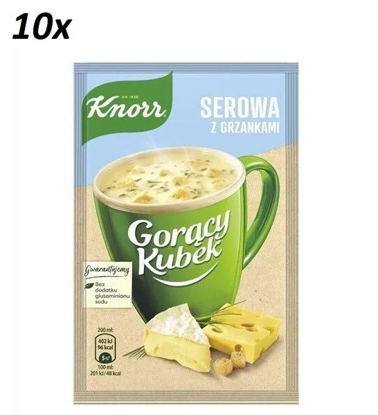 10 x KNORR Instant Soup "Cheese Soup with Toasts" Hot Mug QUICK COOKING POLAND
