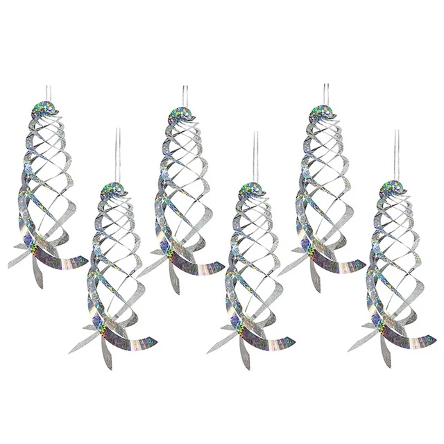 Confezione da 6 riflettori a spirale argento Mylar Spinner, riflettore stretto T7A3