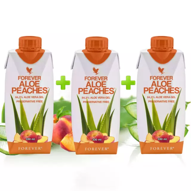 Forever Aloe Vera Gel Peaches 84.3% - Aloe Pechês - Digestion -330 ml (Lot de 3)