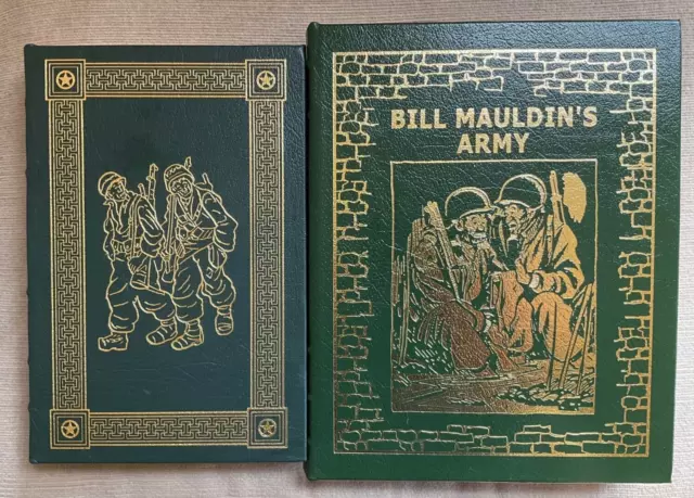 Bill Mauldin * Easton Press * UP FRONT & BILL MAULDIN'S ARMY * Leather Beauties!