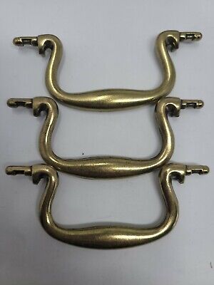 Victorian Drawer Pulls Handle Matching Lot of 3 Brass Antique Salvage Stamped