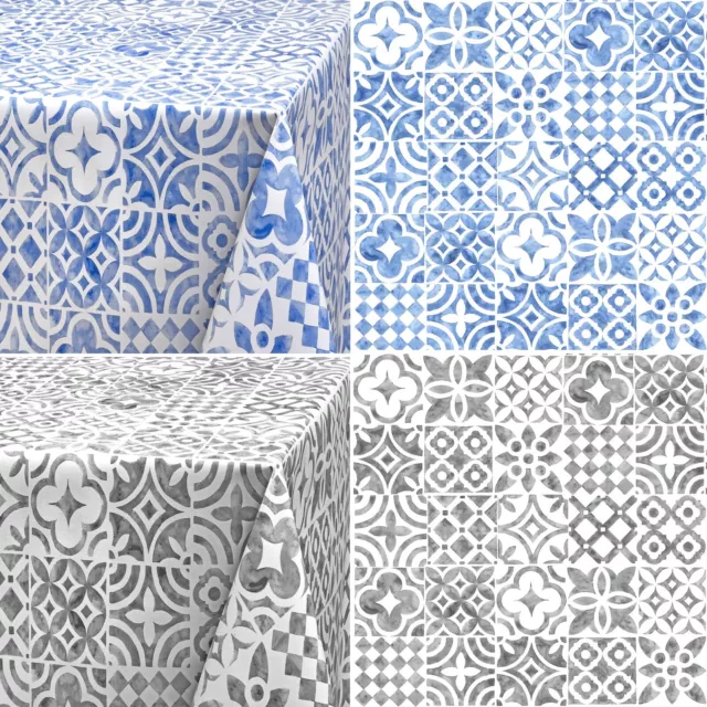 Moroccan Tiles Gemoetric Wipe Clean PVC Tablecloth Table Cover Vinyl
