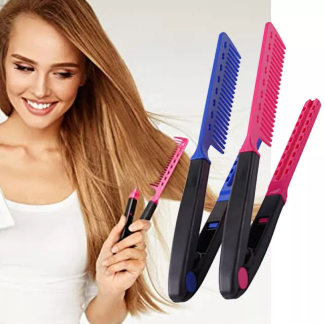 Salon V Styling Hair Straightener Brush Straightening Comb Hairdress Tool US