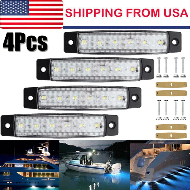 4Pack Universal White LED Marine Boat Courtesy Lights Deck Stern Transom Light