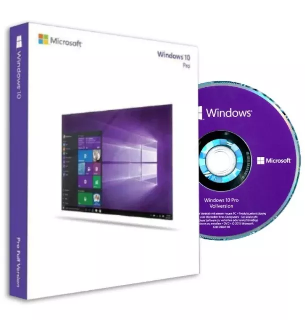 Microsoft Windows 10 Pro  Key 64 Bit Produktschlüssel COA mit DVD