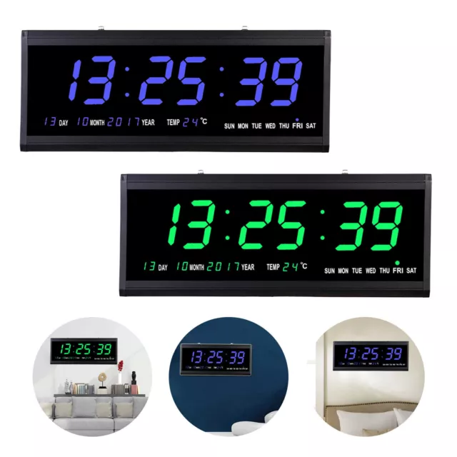 Orologio da parete LED orologio digitale soggiorno orologio da cucina illuminazione con data verde/blu DE