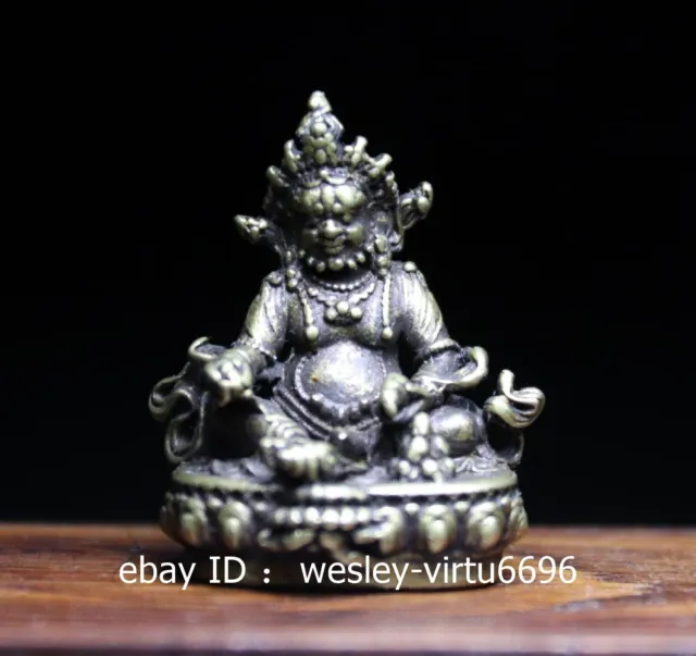 Brass Copper Tibetan Buddhism Vajrayana Wealth God Yellow Jambhala Buddha Statue