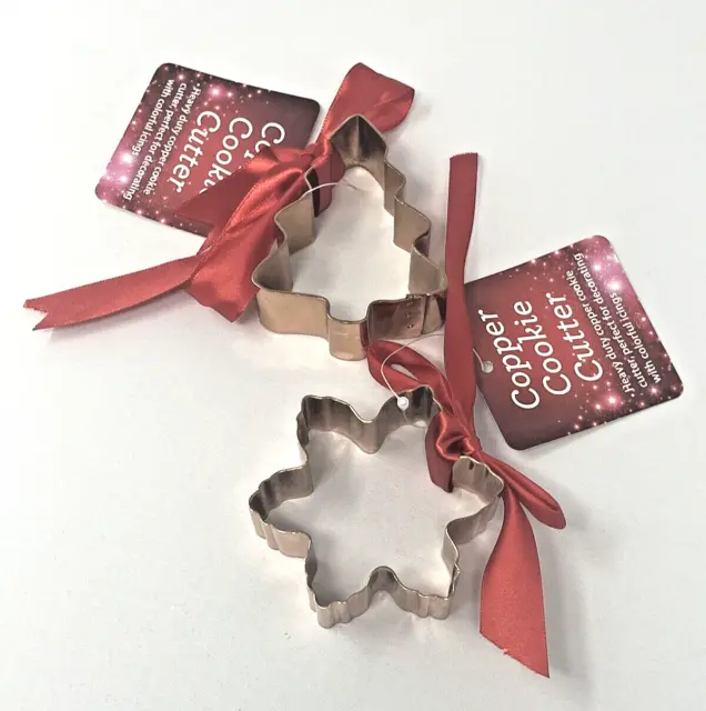 Copper Cookie Cutter (Lot of 2) HEAVY DUTY Christmas Tree Snowflake NWTs