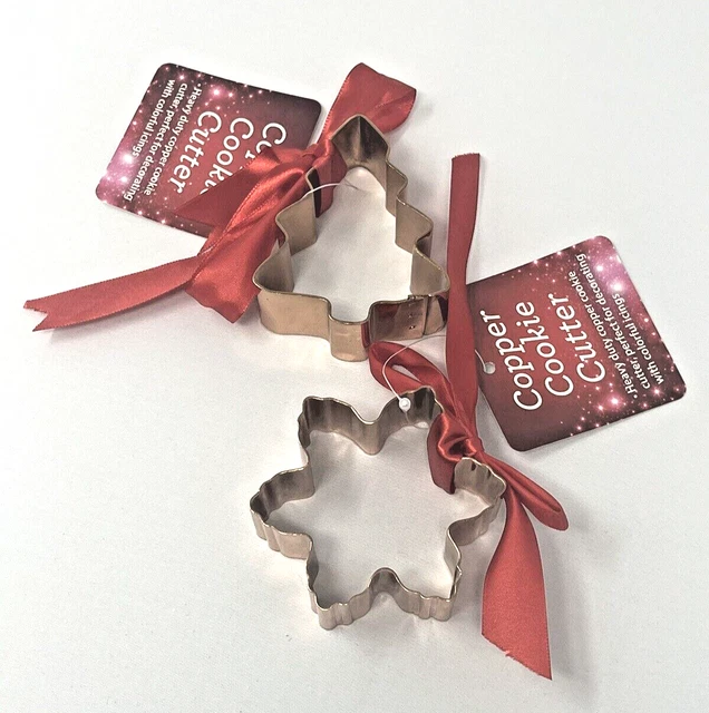Copper Cookie Cutter (Lot of 2) HEAVY DUTY Christmas Tree Snowflake NWTs