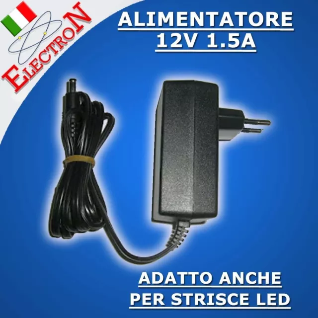 ALIMENTATORE 12V 1.5A STRISCIA LED JACK 5.5 2.5mm CCTV Trasformatore AL12-1.5