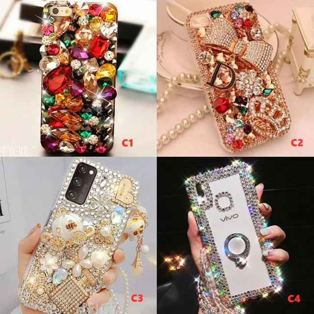 For Huawei P30/P30 Lite/P30 Pro/P60 Pro Case Bling Sparkly Cover + Crystal strap