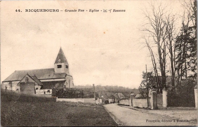 *47009 cpa 60 Ricquebourg - Grande rue - Eglise