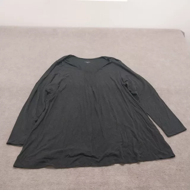 Eileen Fisher Woman Womens Size 3X Long Sleeve Black Scoop Neck Blouse Top