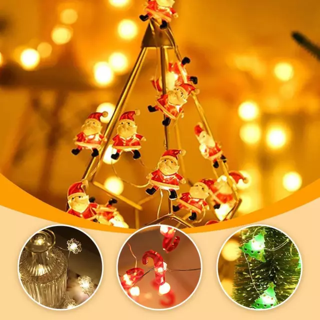 2M Christmas Decorations Santa Claus Snowman Fairy LED Light String Ornaments Q3 3