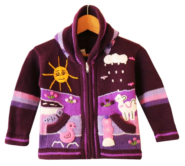 PERU STRICKJACKE BROMBEER Lila Gr. 80*86 Nr. 1 B T ...