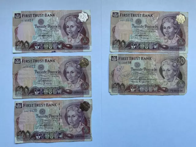 5 x First Trust Bank Belfast £20 twenty pound notes British Northern Ireland #28