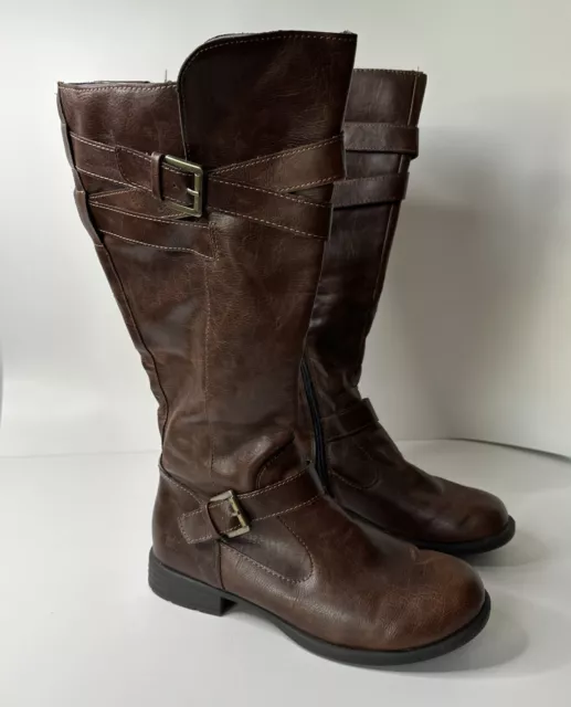 BOC BORN CONCEPT Tall Boots Womens Size 11 Leather Riding Two tone