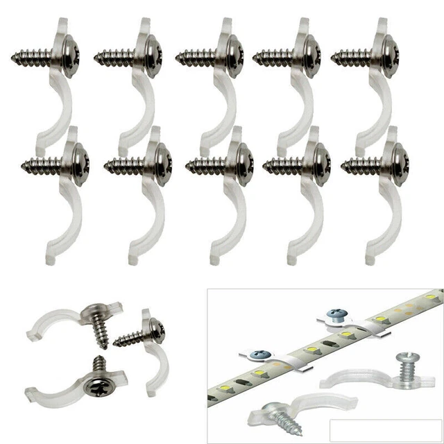 Mounting Bracket 8/10mm Fixing Clip for 5050 5630 LED Strip Light + Screw