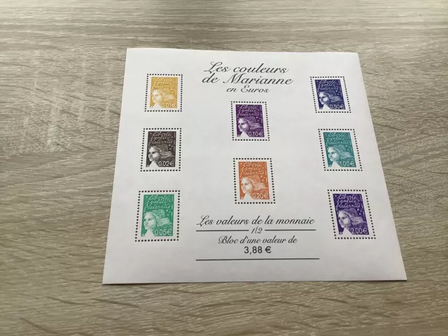 Timbre France Bloc Feuillet YT TVERT Neuf++Année 2002 Les Couleurs De Marianne