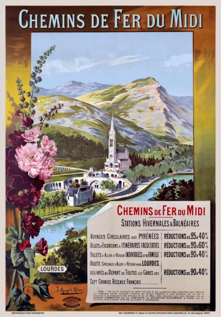 Affiche chemin de fer Midi - Lourdes