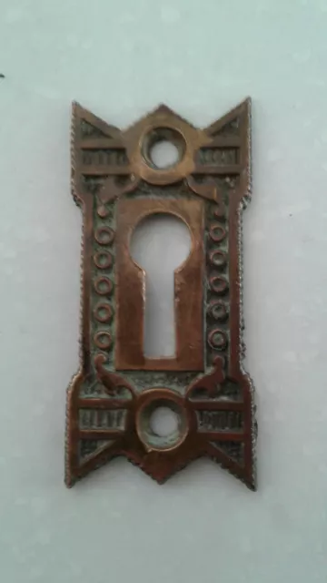 Antique Brass EastLake Design KeyHole Cover Escutcheon Vintage Door Hardware