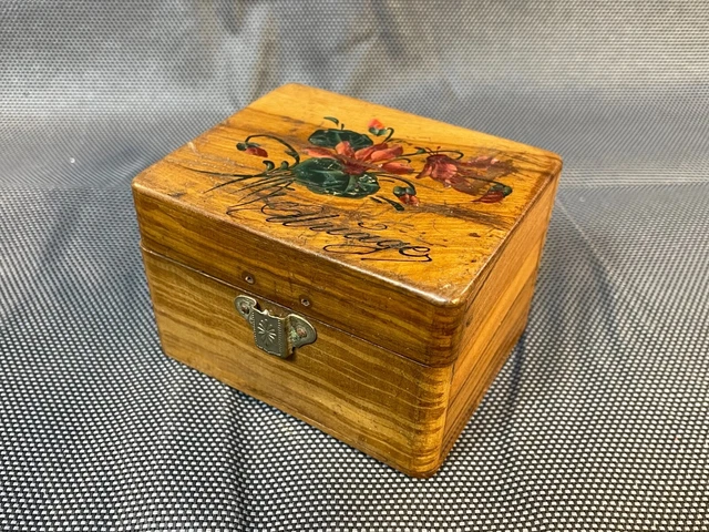 Petite Boîte à Bijoux Vintage En Bois - Commode Ancienne Avec écrin - Occasion