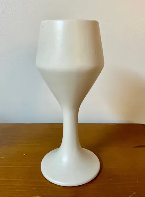 Vintage 9 1/4" MCM Matte White Haeger USA Pottery Chalice Goblet Pedestal Vase