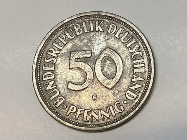 BRD  50 Pfennig 1950 F    wohl Prägefehler