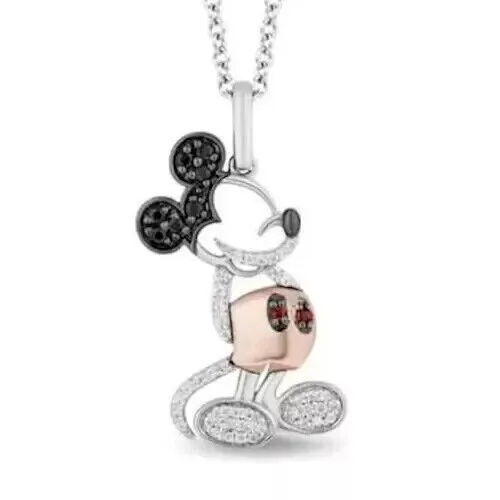 2.20 Ct Round Simulated Diamond Mickey Mouse Pendant 14k Two-Tone Gold Plated