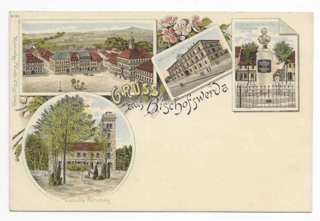 Farbige LItho-Ak um 1900: "Gruss aus Bischofswerda", ungelaufen