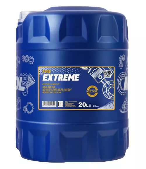 20 Liter Motoröl 5W-40 MANNOL 7915 Extreme MB229.5 VW 502.00 505.00 RN0700/0710