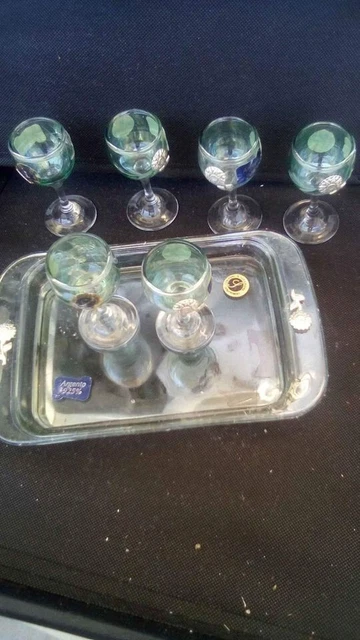 Servizio rosolio argento 925 cristallo superiore 30% piombo
