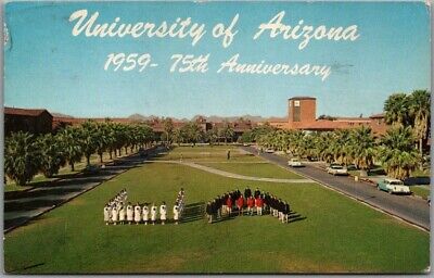 1962 UNIVERSITY OF ARIZONA Postcard "Looking Down the Mall Toward OLD MAIN"