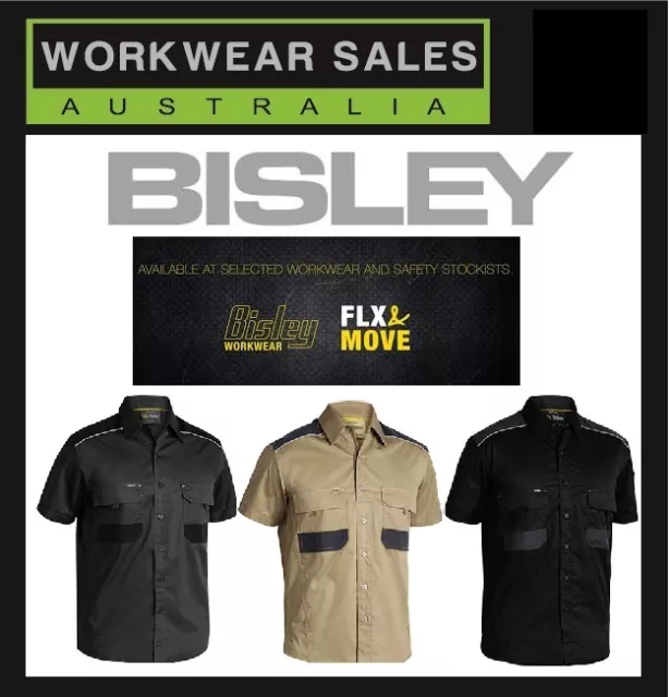 Bisley Flex & Move Mens Drill Work Shirt. Style BS1133, Short Sleeve.