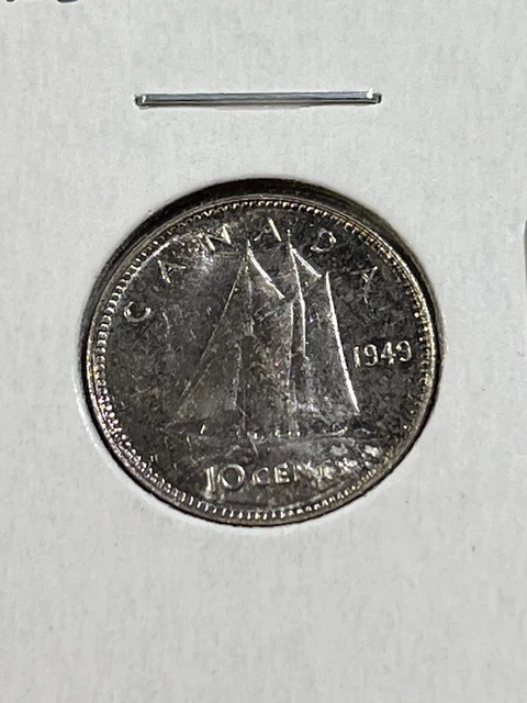 1949 Canada 10 Cents Silver Coin