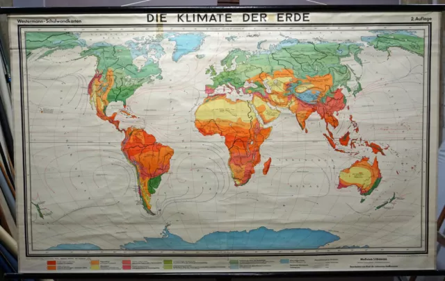 World Climate Earth Map Rollable Poster Wall Chart