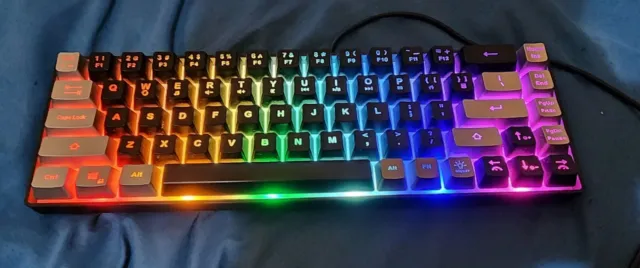 Compact Keji Gaming Keyboard with LED Backlight USB Wired No Mouse