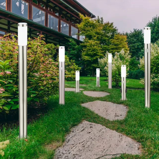 Außen Steh Leuchte Bewegungsmelder Garten Stand Strahler Sockel Lampe Steckdosen 3