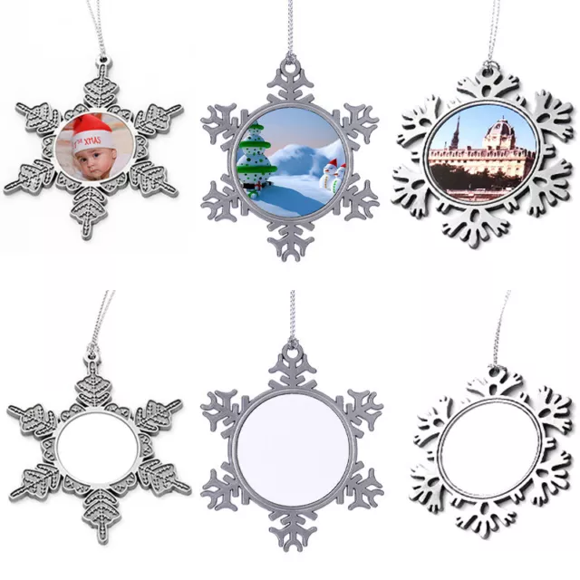 3/1PCS Christmas Snowflake Photo Frames Metal Christmas Tree Hanging Ornament